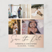Budget Save the Date 4 Foto Rose Gold Einladung (Vorderseite)