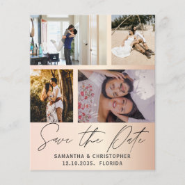 Budget Save the Date 4 Foto Rose Gold Einladung