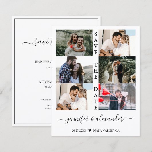 Budget Save the Date 6 Fotocollage Typografie (Vorne/Hinten)