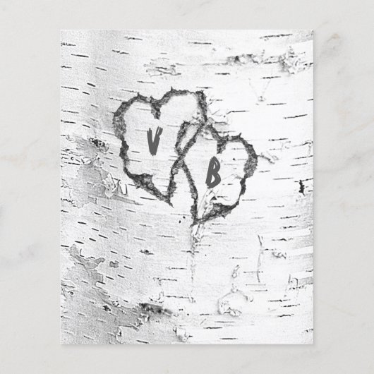 Budget Save the Date Birch Hearts Foto Vertikal Flyer (Hinten)