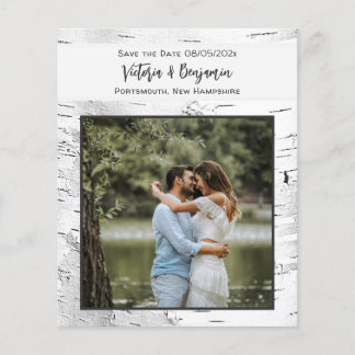 Budget Save the Date Birch Hearts Foto Vertikal Flyer