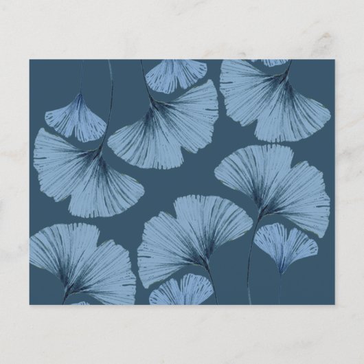 Budget Save the Date Blue & White Foliage Hochzeit (Rückseite)