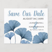Budget Save the Date Blue & White Foliage Hochzeit (Vorderseite)