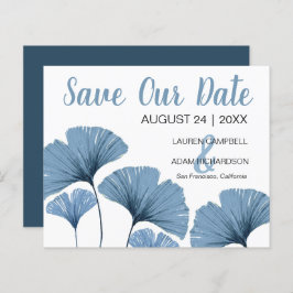 Budget Save the Date Blue & White Foliage Hochzeit