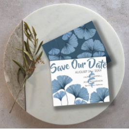 Budget Save the Date Blue & White Foliage Hochzeit