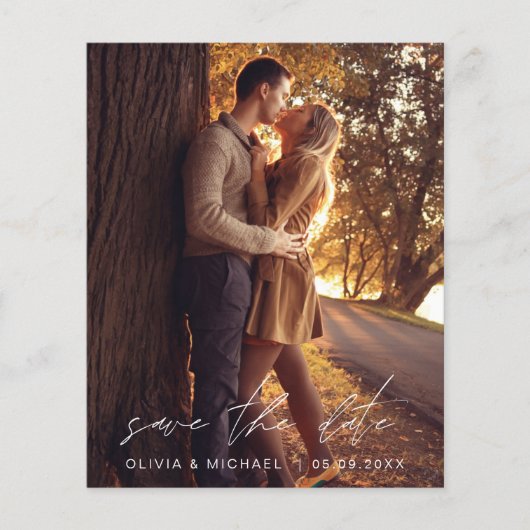 Budget Save the Date Burnt Orange Wedding Foto Flyer (Vorne)