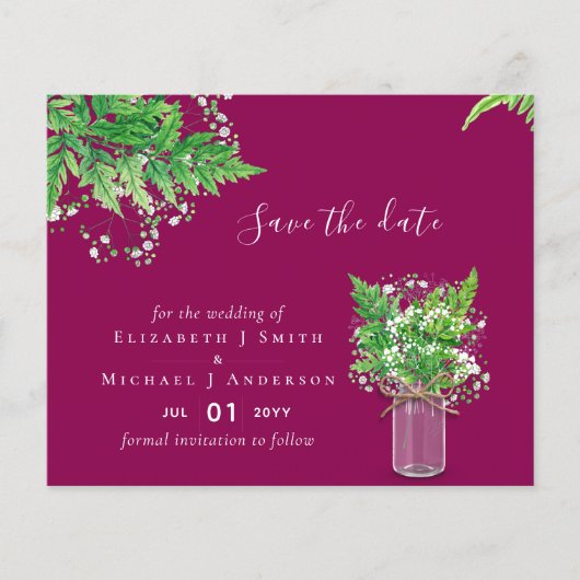 BUDGET Save the Date Fern Greenerity Wedding (Vorderseite)
