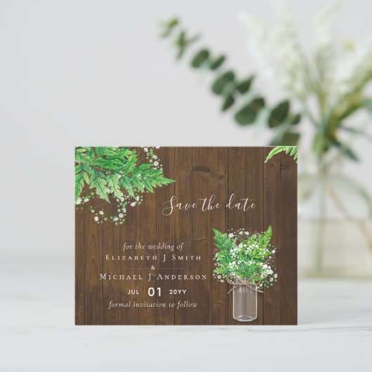 BUDGET Save the Date Fern Greenerity Wedding (Stehend Vorderseite)