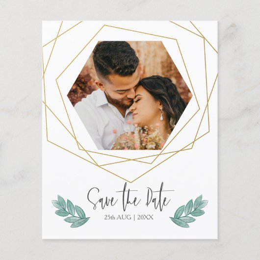 Budget Save the Date Foto Geometric Gold Flyer (Vorne)