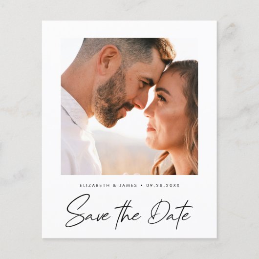 BUDGET Save the Date Foto Minimalistisch Hochzeit Flyer (Vorne)