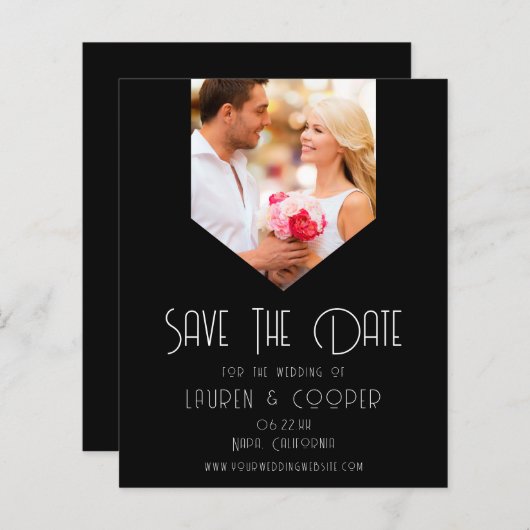 BUDGET Save the Date Foto Modernes Einfaches Hochz (Vorne/Hinten)
