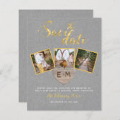 Budget Save the Date Gray Gold Collage (Vorne/Hinten)