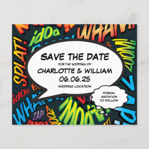 Budget Save the Date Lustig Retro Comic Book Pop A