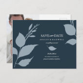 Budget Save the Date Mitternacht Blue Ankündigungspostkarte (Vorne/Hinten)