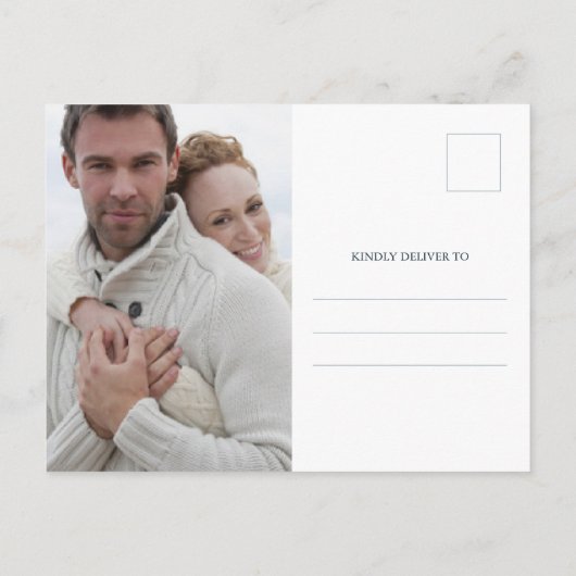 Budget Save the Date Mitternacht Blue Ankündigungspostkarte (Rückseite)