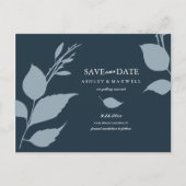 Budget Save the Date Mitternacht Blue Ankündigungspostkarte (Vorderseite)