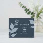 Budget Save the Date Mitternacht Blue Ankündigungspostkarte (Stehend Vorderseite)