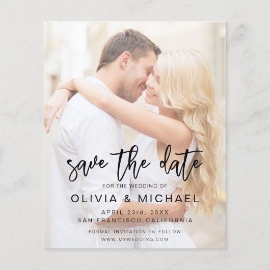 Budget Save the Date Picture Foto Wedding Flyer (Vorne)