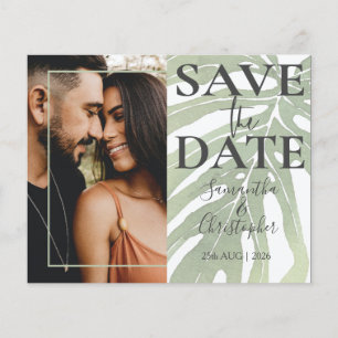 Budget Save the Date Sage Green Tropical Foliage