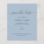 Budget Save the Date Script Blue Foto Flyer (Hinten)