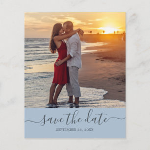 Budget Save the Date Script Blue Foto Flyer