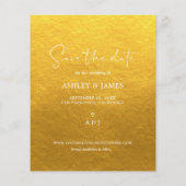 Budget Save the Date Script Classic Gold Foto Flyer (Hinten)