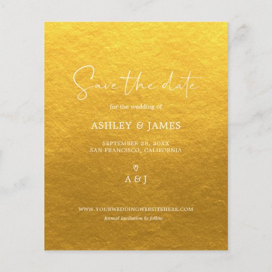 Budget Save the Date Script Classic Gold Foto Flyer (Hinten)