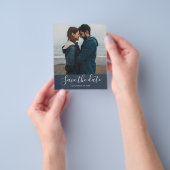 Budget Save the Date Script Dark Blue Foto Flyer (Gruppe)