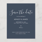 Budget Save the Date Script Dark Blue Foto Flyer (Hinten)