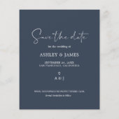 Budget Save the Date Script Dark Blue Foto Flyer (Hinten)