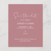 Budget Save the Date Script Dusty Rose Foto Flyer (Hinten)