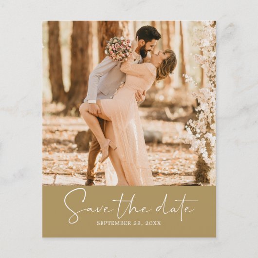 Budget Save the Date Script Gold Foto Flyer (Vorne)