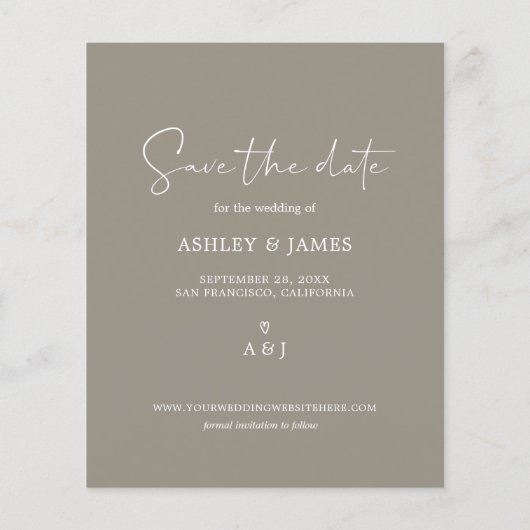 Budget Save the Date Script Grau Foto Flyer (Hinten)