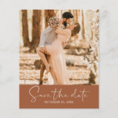 Budget Save the Date Script TerraCotta Foto Flyer (Vorne)