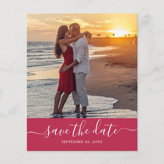 Budget Save the Date Script Viva Magenta Flyer (Vorne)