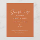 Budget Save the Date Skript Burnt Orange Foto Flyer (Hinten)