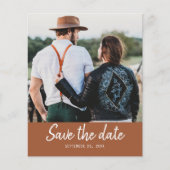 Budget Save the Date Skript Foto TerraCotta Flyer (Vorne)