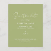 Budget Save the Date Skript Leaf Green Foto Flyer (Hinten)