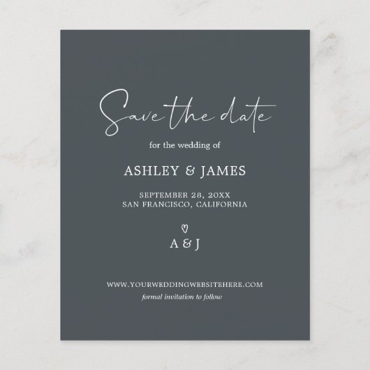 Budget Save the Date Skript Off-Black Foto Flyer (Hinten)