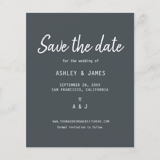 Budget Save the Date Skript Off-Black Foto Flyer (Hinten)
