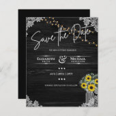 BUDGET Save the Date Spitzen Sonnenblumen Hochzeit (Vorne/Hinten)