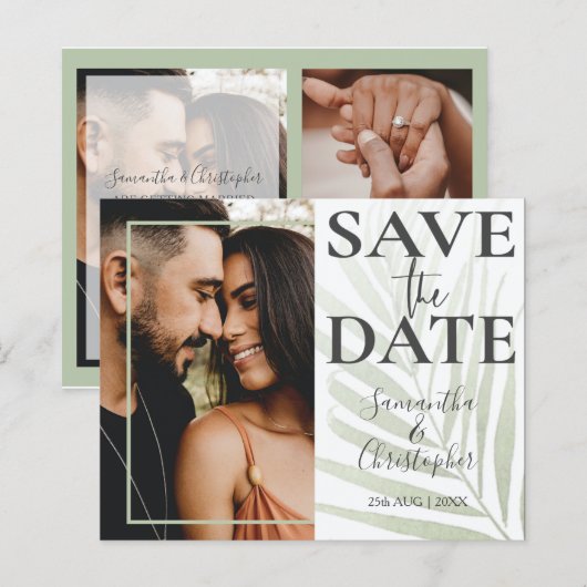 Budget Save the Date Tropical Green Foto Wedding (Vorne/Hinten)