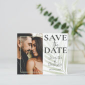 Budget Save the Date Tropical Green Foto Wedding (Stehend Vorderseite)