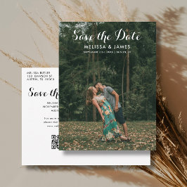 Budget Save The Date Whimsical Foto QR Code Ankündigungspostkarte