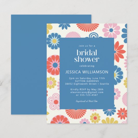 Budget Scandi Boho Folk Blume Blue Brautparty (Vorne/Hinten)