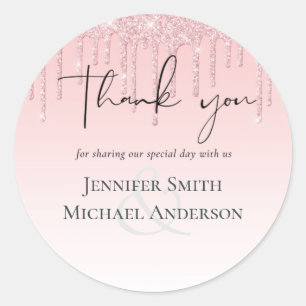 Budget Schick Mädchenhaft Hochzeit Triefend Glitze Runder Aufkleber