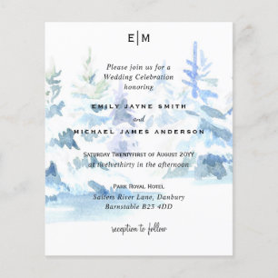 Budget Schneebedeckte Bergbäume Skifahren Hochzeit Flyer