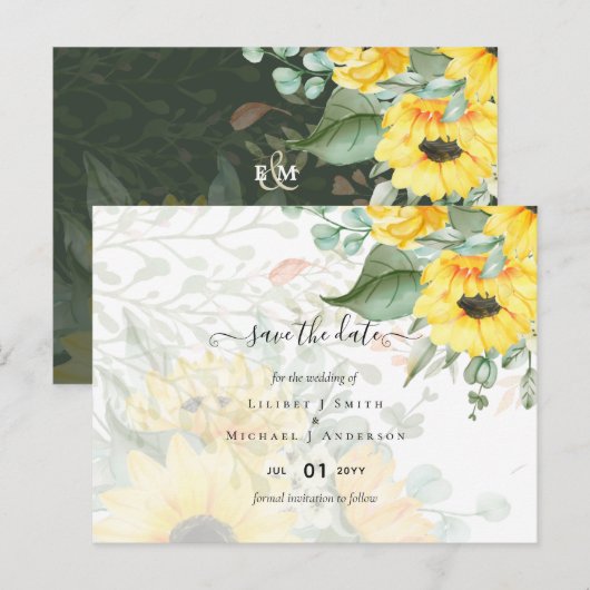 Budget Schöne SUNFLOWERS GREENERY Wedding Postkarte (Vorne/Hinten)