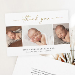 Budget Schrift 3 Foto Baby Ankündigung Danke
