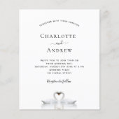 Budget Schwan Ehepaar weiße Hochzeit Einladung (Vorderseite)